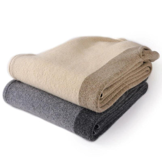 100% pure cashmere pants for women in autumn and winter, featuring a loose fit, warm wool, and a color clash design with pockets - PlatiNum