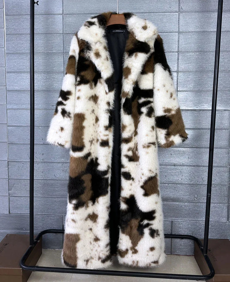 ZADORIN 130cm Long Fluffy Woman Leopard Faux Fur Coat Y2K Clothes Luxury Warm Faux Fur Jackets Winter Coats For Woman Outerwears
