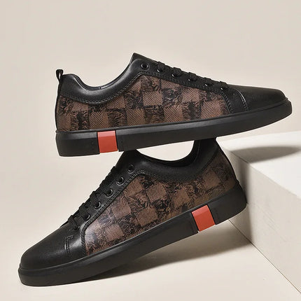 Europe New Shoes for Men Genuine Leather Casual Shoes Cool Black Flat Skateboard Shoes Street Fashion Sneakers