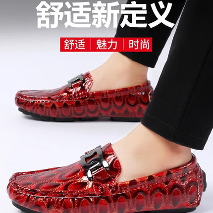 Mocassini da Uomo con Motivi Testurizzati, Calzature Casual Slip-On per Uso Quotidiano, Calzature Resistenti all'Usura e Robuste per Uomo