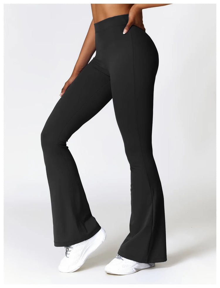 High Waist Flare Leggings Yoga Pants Women Wide Leg Pants Women Gym Workout Fitness Sports Flared Pants Latin Dance Trousers PlatiNum