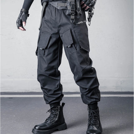 2026 New Streetwear Joggers Pants Men's Multi-Pockets Tactical Cargo Pant Black Utility Work Elastic Waist Casual Trousers