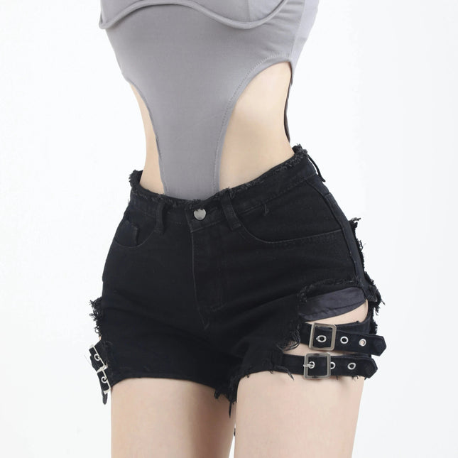 2023 Summer Vintage Trend Hot Girls Harajuku High Waisted Irregular Denim Shorts Goth Rock Sexy Women Shorts Slimming Versatile PlatiNum