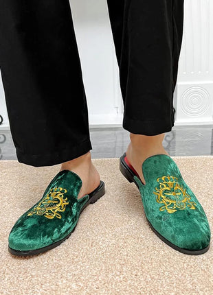 Pantofole antiusura in pelle da uomo Mocassini slip-on in velluto Scarpe da mulo alla moda
