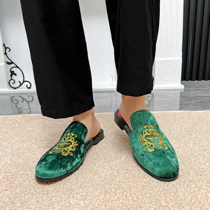 Pantofole antiusura in pelle da uomo Mocassini slip-on in velluto Scarpe da mulo alla moda
