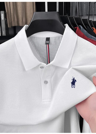 Polo à manches longues de marque haut de gamme 100 % coton, nouveau t-shirt décontracté à revers pour homme d'affaires, confort de luxe avec broderie Paul poney