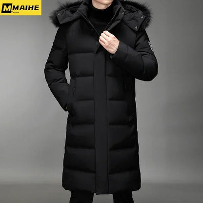 Piumino ispessito da uomo -30 Piumino caldo invernale 2024 Nuovi uomini Moda lungo piumino con cappuccio anatra bianca Parka Plus Size 5XL