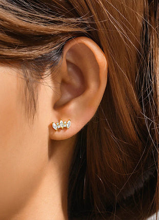 Orecchini con polsini piatti filettati con nappa tempestata di diamanti di nuovo stile, accessori per orecchie in stile europeo e americano. platinumshop
