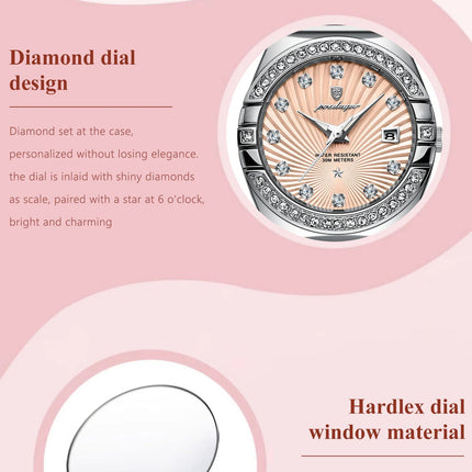 Orologio da donna POEDAGAR, raffinato, impermeabile, luminoso, con datario, in acciaio inossidabile, elegante orologio da polso al quarzo per donna. platinumshop