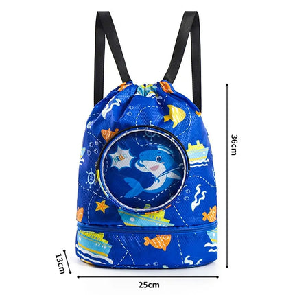 Borsa da spiaggia con coulisse per bambini con separazione asciutta e bagnata, impermeabile, regolabile, per sport, nuoto, viaggi, fitness, spiaggia, borsa da nuoto per bambini
