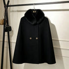 Korean Elegant Fashion Celebrity Woolen Cape Coats Women's Autumn Winter Plush Collar Double-breasted Versatile Wool Jacket Coat