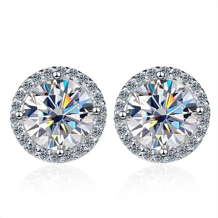 KNOBSPIN 1ct D Color Moissanite Earring For Women Wedding Fine Jewely with GRA 925 Sterling Sliver Plated 18k White Gold Earring PlatiNum