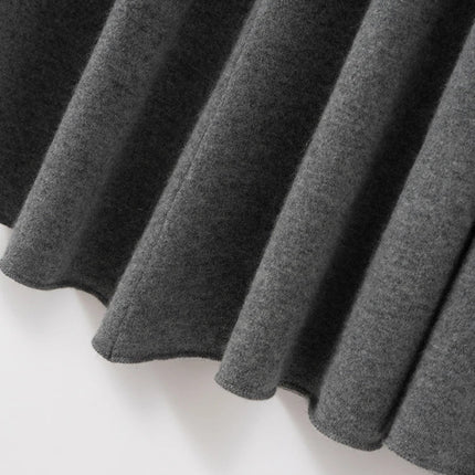 New Women's 100% Pure Cashmere Knitted Full Skirt Autumn Winter High Waisted Mid-calf Ankle-Length Soild Dress Versatile Elegant PlatiNum