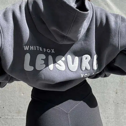 Women Oversized Hoodie White Fox Leisure Puff Letter Print Long Sleeve Loose Pullover Casual Streetwear Hoodies & Sweatshirts
