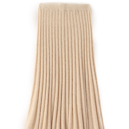 Autumn And Winter Fashion Mink Cashmere Mid Length High Waist Skirt For Women, Knitted Umbrella Skirt, Fashionable Pleated Skirt PlatiNum