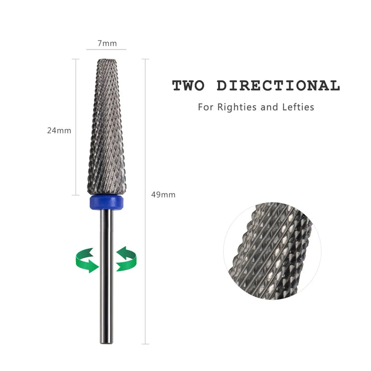 HYTOOS 24mm Super Long 5 in 1 Nail Drill Bits Two-Way Cross Manicure Carbide Burr Electric Grinding Accessories