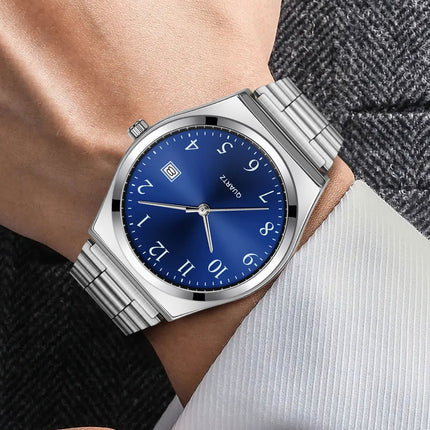 LUCKY FOX - Orologio da polso elegante e minimalista in acciaio inossidabile con quadrante nero - Cronometraggio preciso per tutti i giorni platinumshop