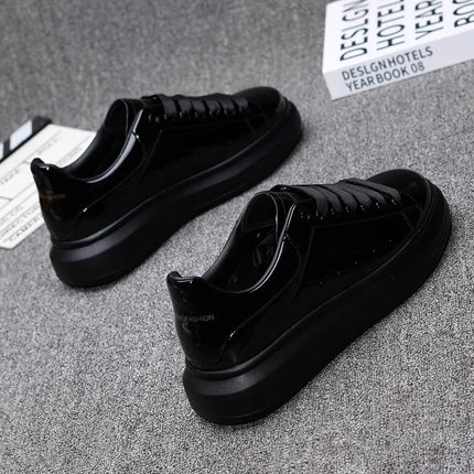 Red lacquered men's shoes Fashion black casual skateboard shoes Outdoor tennis walking shoes Universal men and women