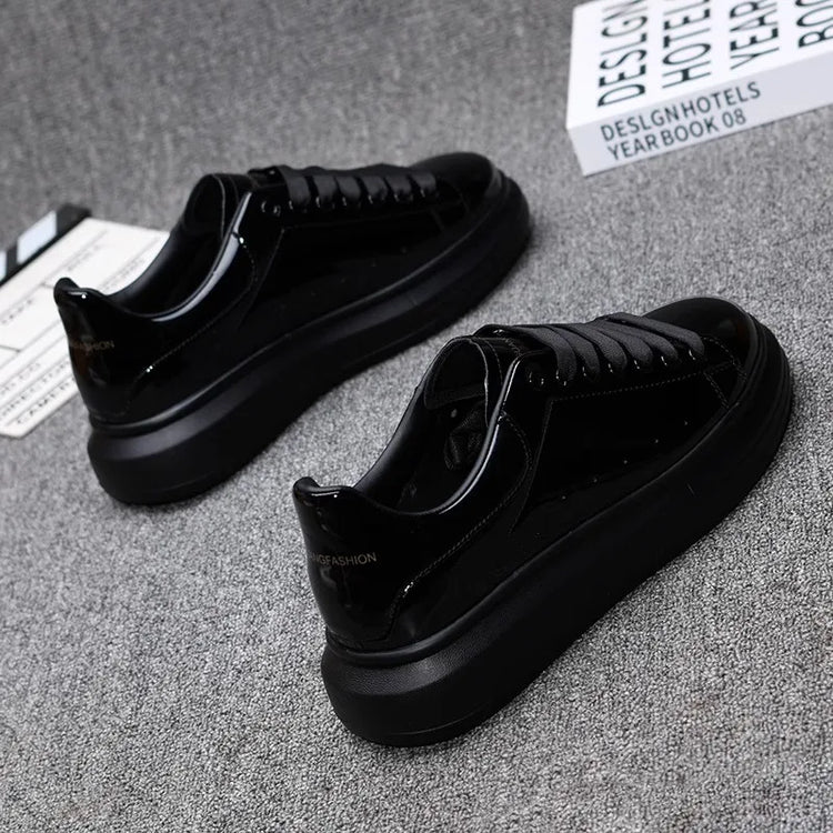 Red lacquered men's shoes Fashion black casual skateboard shoes Outdoor tennis walking shoes Universal men and women
