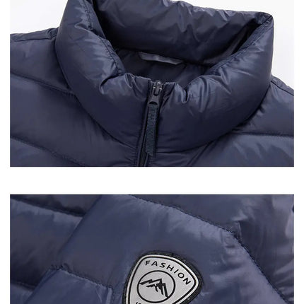 90 White Duck Down Men's Light and Warm Down Jacket with a Stand-Up Collar, Fashionable and Versatile Autumn and Winter Coat