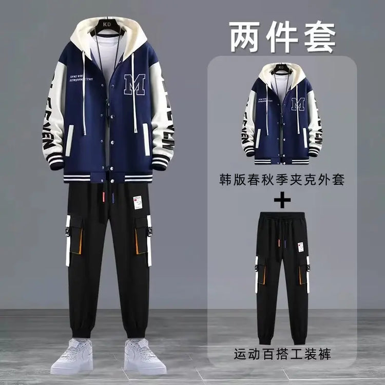 2022 Spring Autumn Men's Sets Print Tracksuit Men 2 Pieces Set Hoodies+Sweatpants Japan Fashion Men Clothing Jogging Sets Men