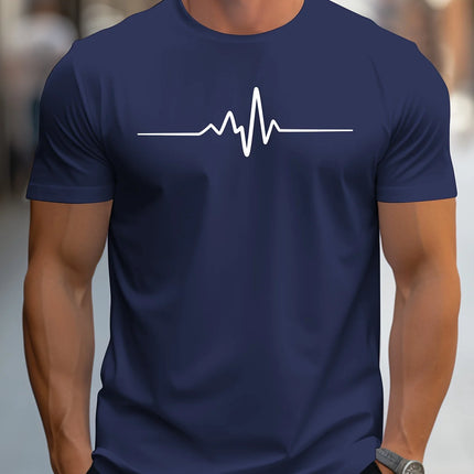 Men's Short Sleeve Round Neck T-Shirt Sporty Casual Slim Fit Creative Summer Graphic Print Polyester Men's