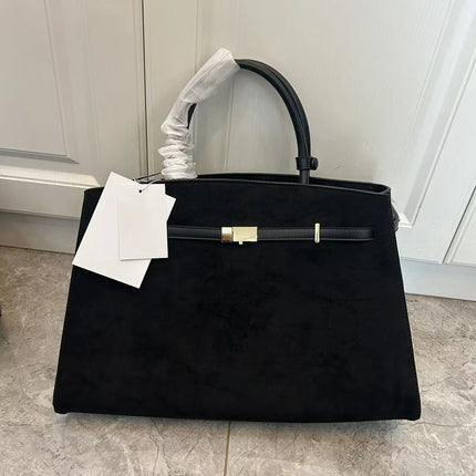 Borsa a mano di lusso in pelle martellata con chiusura in metallo, manico rigido, borsa professionale per affari e cerimonie