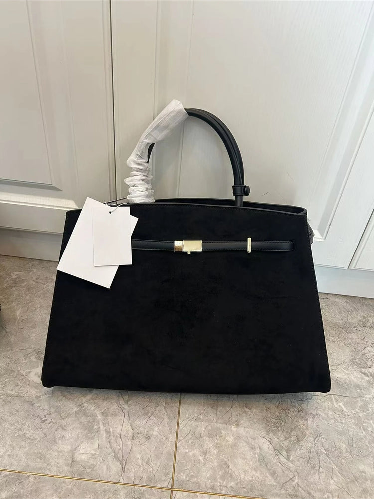 Borsa a mano di lusso in pelle martellata con chiusura in metallo, manico rigido, borsa professionale per affari e cerimonie