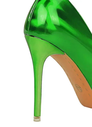Donne 10.5cm tacchi alti in pelle lucida Drag Queen banchetto Dress Pumps Lady Luxury Crystal Bow Stiletto Blue Green Red Prom Shoes