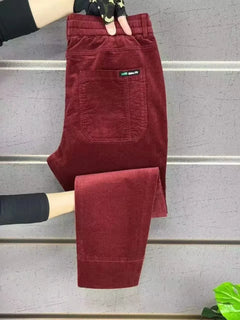 Corduroy Cargo Trousers Men's Simple Loose American Retro Casual Elastic Autumn Winter Business Classic Male Trousers