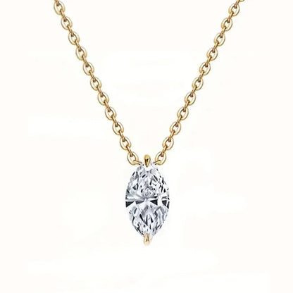 Huitan Collana con ciondolo Marquise CZ lucido con catena color oro Gioielli semplici ed eleganti per le donne da sposa Accessori squisiti