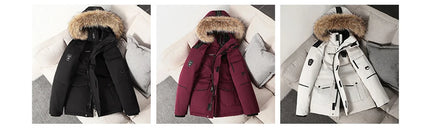 Winter Men's Warm Mountain SKi Parkas Fashion Men Fur Collar Mid-Long Down Padded Coats Men Windbreaker Thermal Hooded Jackets