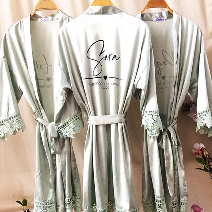 Hermana De La Novia Robes Personalizzato Madre De La Novia Kimono Personalizzato Setoso Abito da sposa da damigella d'onore Vestaglie estive in raso