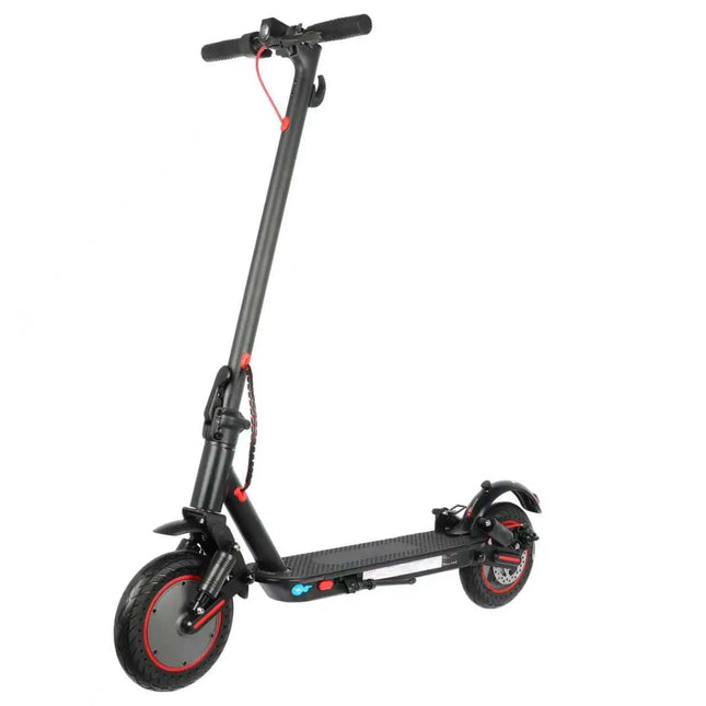 10 pneumatici, doppia sospensione, batteria 36V 10.4Ah, autonomia 30 km, freno a disco, monopattini