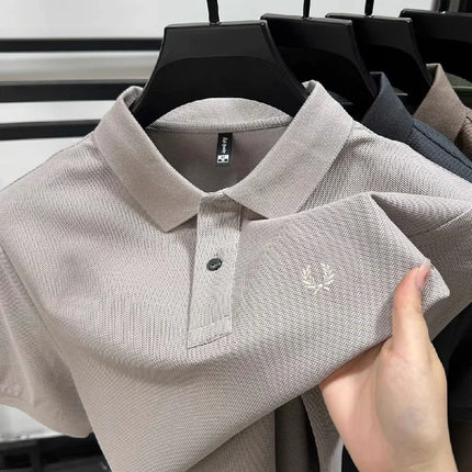 High-quality men's polo shirt, heavy cotton, summer, new, classic, branded, embroidered, comfortable, breathable, fashionable, short sleeve