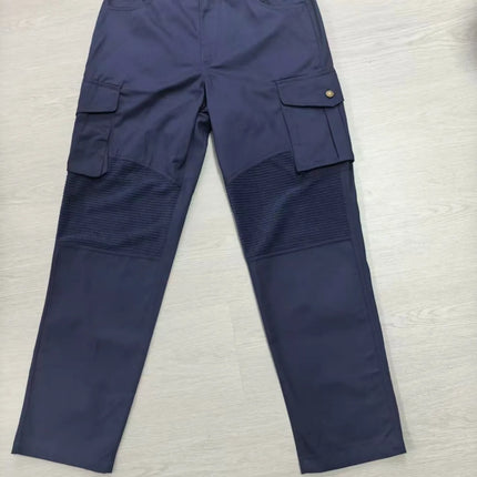 Men 100% Cotton Striped Spliced Cargo Pants Elastic Waist Multi‑Pocket Outdoor Casual Trousers Spring Autumn