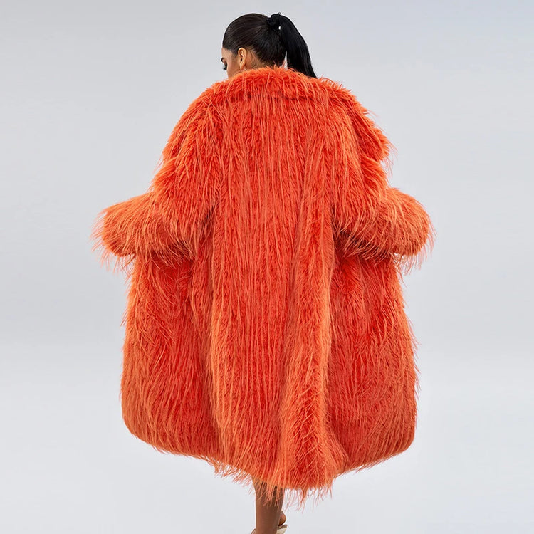 ZADORIN Luxury Designer Tassels Long Black Faux Fur Coat Woman Clothing Winter Big Lapel Fluffy Warm Faux Fur Jacket Outerwears