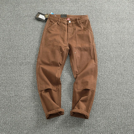 2025 Spring and Autumn New American Retro Heavyweight Patchwork Cargo Pants Men's Fashion Multi-pocket Casual Loose Trousers