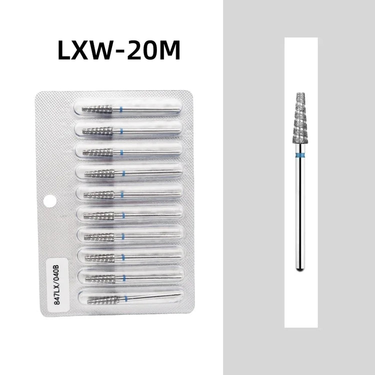 10Pcs Tornado Flame Diamond Nail Drill Bit Fine&Medium Grit Size Manicure Cutters Rotary Burr Drill Accessories Spiral Nail Tool2028 Nail Tools