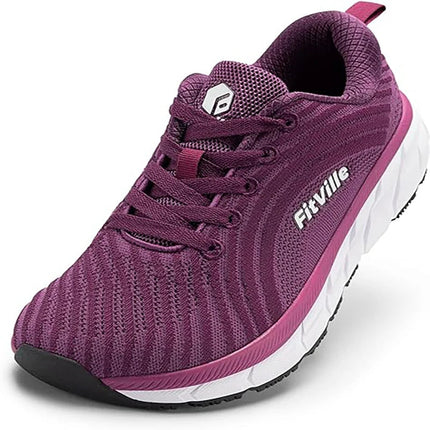 FitVille Wide Toe Box Shoes For Women Breathable Wide Fit Running Shoe Lightweight for Swollen Feet with Cushioned Relief Pain PlatiNum