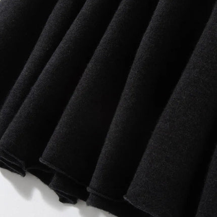 Classic Autumn Winter Wave Skirt 100% Cashmere Skirt Women A-Line Skirt Female Double Elastic Waist Pocket Warm Knit Long Dress PlatiNum