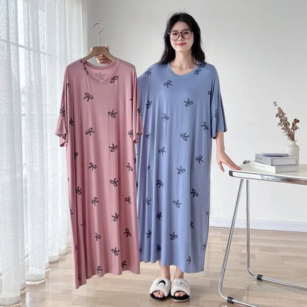 150 kg Plus Size Estate Pigro Manica corta T-shirt lunga Abito Coreano Oversize Camicia da notte allentata Maternità Indumenti da notte Vestiti per la casa