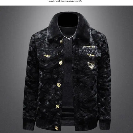 Winter Men Gold Mink Fur Thickened Sheepskin Water-Repellent One-Piece Collar Coat Mens Wool Trench Coat Manteau Homme Hiver