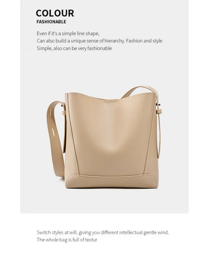 100% Genuine Leather Women Shoulder Bag Large Capacity Cowhide Bucket Bags Fashion Casual Female Crossobdy Bag 2391