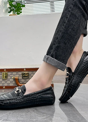 Scarpe Casual da uomo in pelle verniciata di alta qualità scarpe da guida di marca mocassini con motivo a coccodrillo maschile per scarpe basse mocassino da uomo