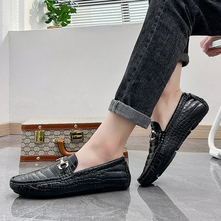 Scarpe Casual da uomo in pelle verniciata di alta qualità scarpe da guida di marca mocassini con motivo a coccodrillo maschile per scarpe basse mocassino da uomo