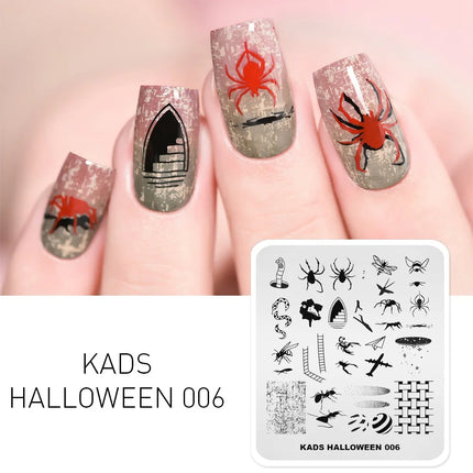 KADS Halloween Nail Stamping Plates skull Pumpkin Bat Template Stencils Nail Art Stamp Image Plate Manicure Nail Print Tool