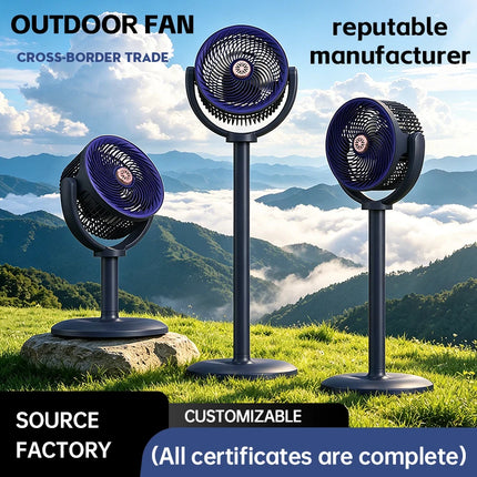 Ventilatore a circolazione d'aria, ventilatore da esterno, ventilatore da campeggio, ventilatore ricaricabile da pavimento, ventilatore da tavolo con altezza regolabile, regolazione a 5 velocità
