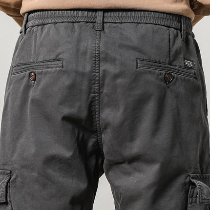 2024 New Winter Cargo Pants Men Multi-Pockets Drawstring Fleece Liner Thick Warm Overalls Joggers Casual Cotton Thermal Trousers