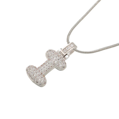 ZHUKOU Colore argento Bubble lettere iniziali collane 26 lettere pendenti collane per le donne Ottone CZ Gioielli all'ingrosso VL34